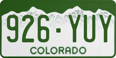 CO license plate 926YUY
