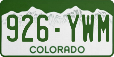 CO license plate 926YWM