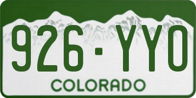 CO license plate 926YYO