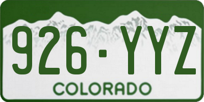 CO license plate 926YYZ