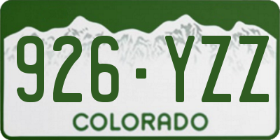 CO license plate 926YZZ