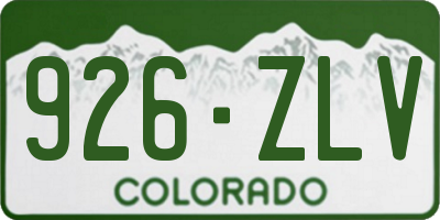 CO license plate 926ZLV