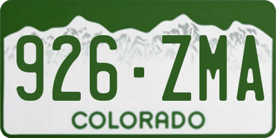 CO license plate 926ZMA