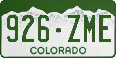 CO license plate 926ZME