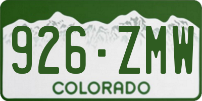 CO license plate 926ZMW