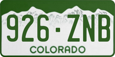 CO license plate 926ZNB