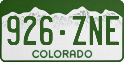 CO license plate 926ZNE