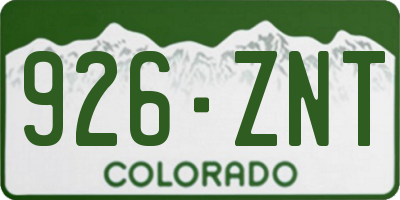 CO license plate 926ZNT
