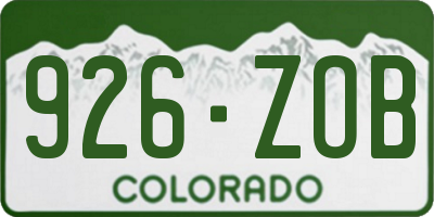 CO license plate 926ZOB