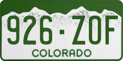 CO license plate 926ZOF
