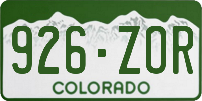 CO license plate 926ZOR
