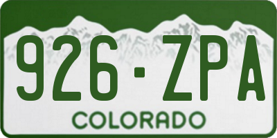 CO license plate 926ZPA