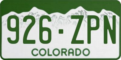 CO license plate 926ZPN
