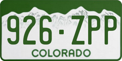 CO license plate 926ZPP