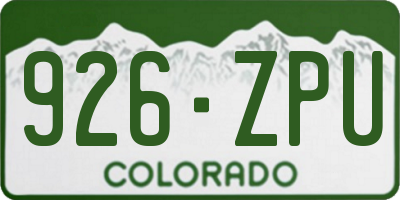 CO license plate 926ZPU