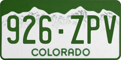 CO license plate 926ZPV