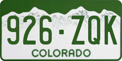CO license plate 926ZQK