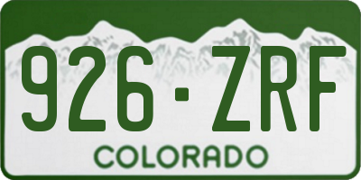 CO license plate 926ZRF