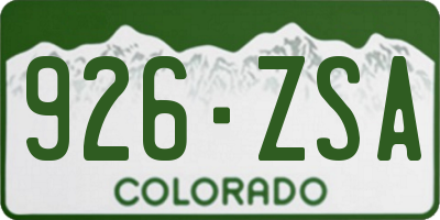 CO license plate 926ZSA