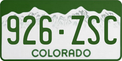 CO license plate 926ZSC