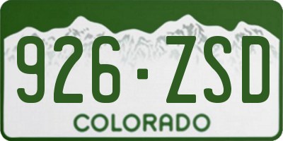 CO license plate 926ZSD