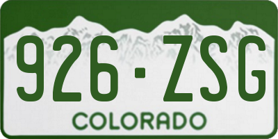 CO license plate 926ZSG