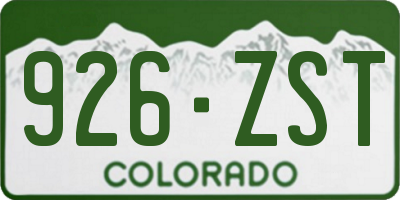 CO license plate 926ZST