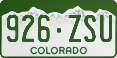 CO license plate 926ZSU