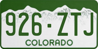 CO license plate 926ZTJ
