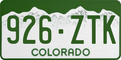 CO license plate 926ZTK