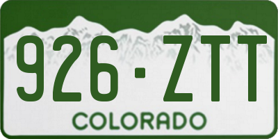 CO license plate 926ZTT
