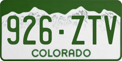 CO license plate 926ZTV