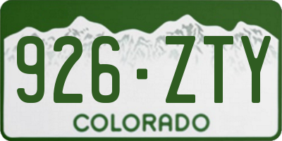 CO license plate 926ZTY
