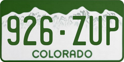 CO license plate 926ZUP