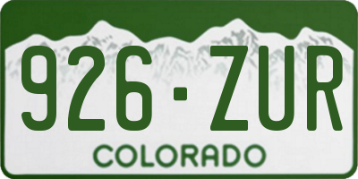 CO license plate 926ZUR