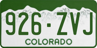 CO license plate 926ZVJ