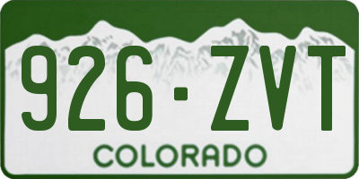 CO license plate 926ZVT