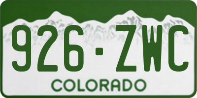 CO license plate 926ZWC