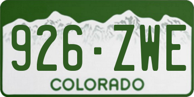 CO license plate 926ZWE