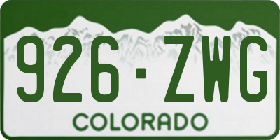 CO license plate 926ZWG