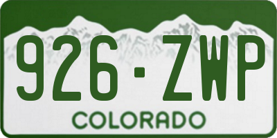 CO license plate 926ZWP