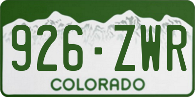CO license plate 926ZWR