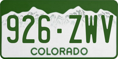 CO license plate 926ZWV