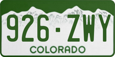 CO license plate 926ZWY