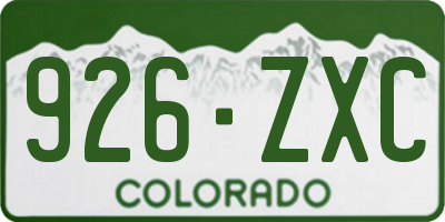 CO license plate 926ZXC