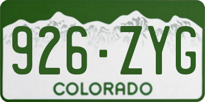 CO license plate 926ZYG
