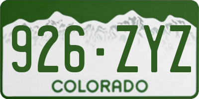 CO license plate 926ZYZ