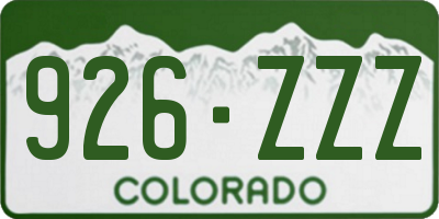 CO license plate 926ZZZ