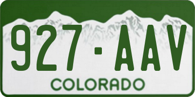 CO license plate 927AAV