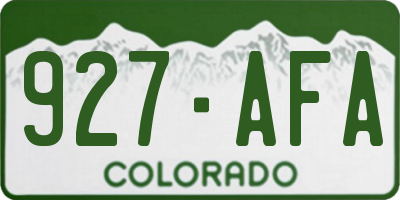 CO license plate 927AFA